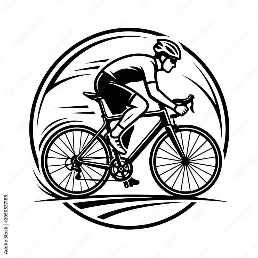 Fototapeta premium Man Riding a Racing Bicycle Fast.