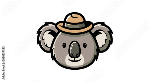 Canvas Print A smiling, cartoon koala wearing a hat