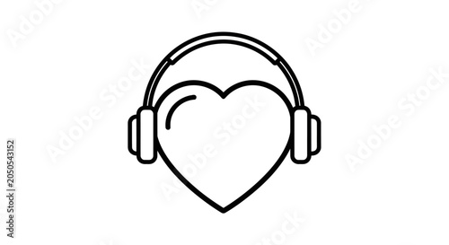 Canvas Print Headphones centered on a heart shape represent a deep love for music and audio entertainment