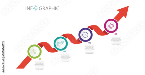 Konstfotografi Growth infographic arrow template with 4 steps