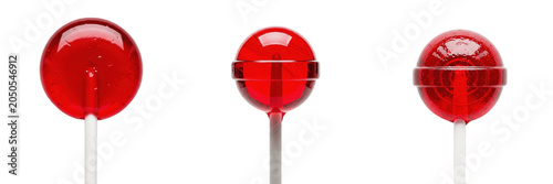 Εκτύπωση καμβά Red Lollipop Candy Collection: Bright Sweet Treats Isolated on White Background