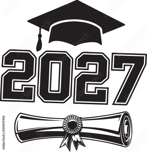 Senior 2027 Graduation Cap Typography SVG, Class of 2027 Graduate Design