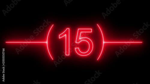 Neon light 20 seconds countdown animated. neon countdown timer. Countdown on black background Running dynamic light. Timer from 20 to 0 seconds. 20 seconds countdown.4k video motion graphic animation.