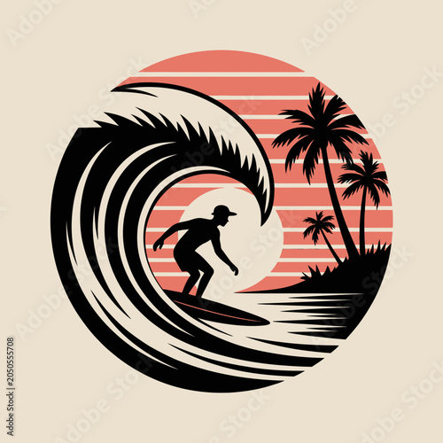 Canvas Print Man surfing on a wave board.