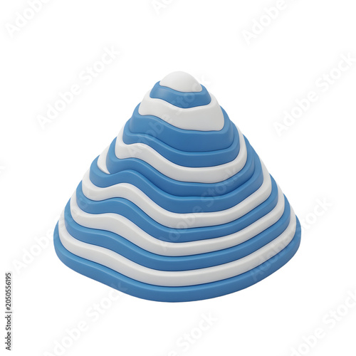 Abstract Layered Cone with Blue and White Waves