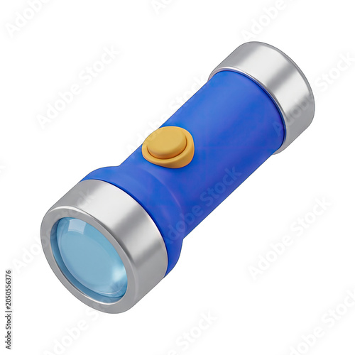 Blue and Silver Flashlight with Yellow Button