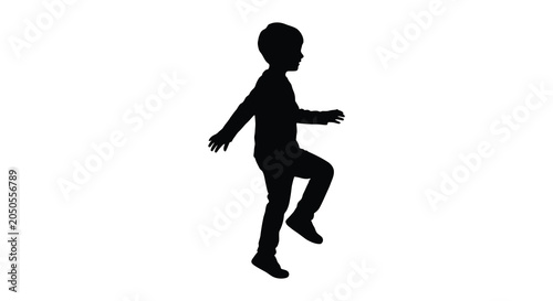 Fotografi Child Silhouette Against White Background Dynamic Pose