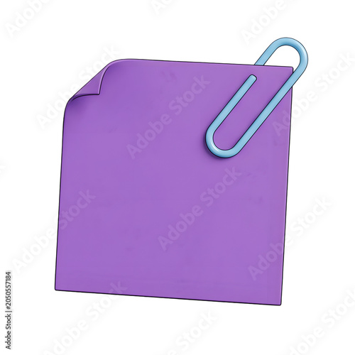 Purple Sticky Note with Blue Paperclip