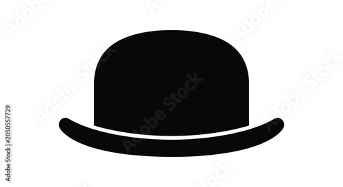 Foto Black bowler hat silhouette on a white background