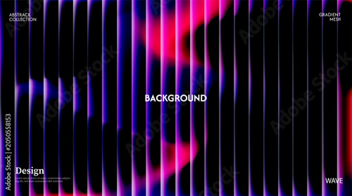 Dark purple glossy abstract background with striped effect. Wavy striped glass refraction.