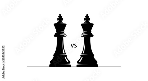 Photos Two Black Chess King Pieces Facing Each Other with VS Symbol - Competition Conce