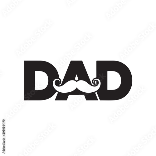Fényképezés Dad text design with creative mustache icon centered for fathers day concept art or t shirt printing