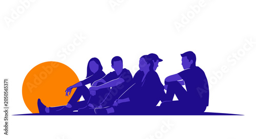 Tableau sur toile People sitting in a row silhouettes.