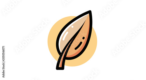 A stylized leaf illustration, with a gradient effect, set against an orange circle