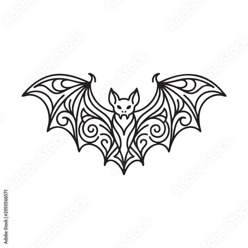 Φωτογραφία Intricate vector illustration of a bat with ornate wings, symmetrical design, and detailed patterns, perfect for Halloween