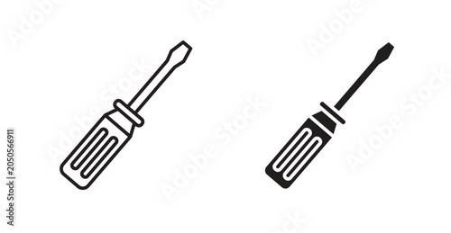 Tableau sur toile Screwdriver line icon vector set.