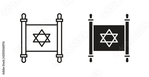 Foto Scroll Torah line icon vector set.