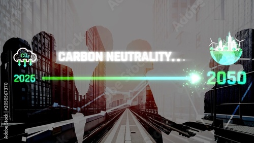 Quadro su tela Carbon neutrality timeline illustrates carbon, neutrality, and reduction targets