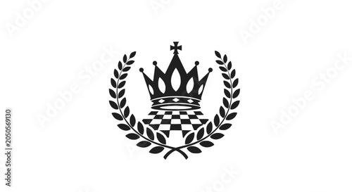 Obraz na plátne Royal Crown on Chessboard with Laurel Wreath, Emblem