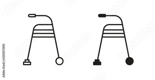 Schilderij op canvas Walker line icon vector set.