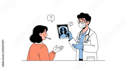 Doctor Explaining X-ray to Patient Illustration | Healthcare Consultation