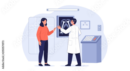 Doctor Explains X-ray Results to Patient in Medical Consultation Room