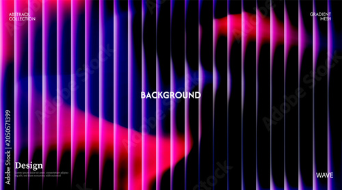Dark purple glossy abstract background with striped effect. Wavy striped glass refraction.