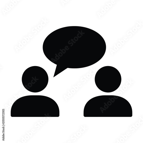 Foto Two people talking in conversation with speech bubble