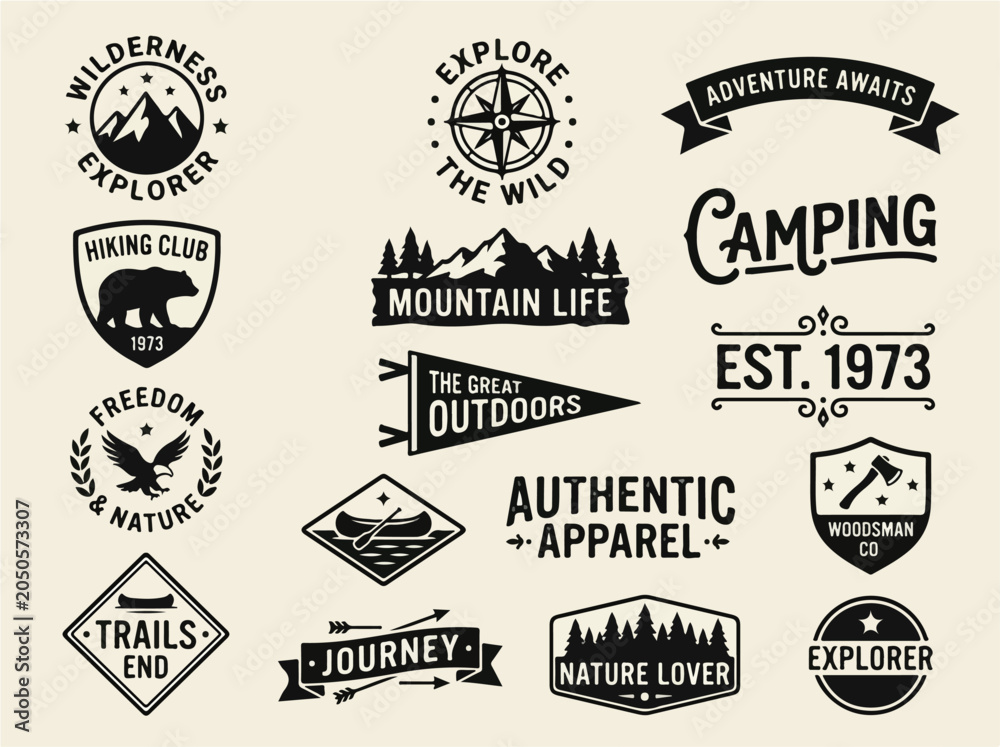 Obraz premium Vintage apparel flat vector icons