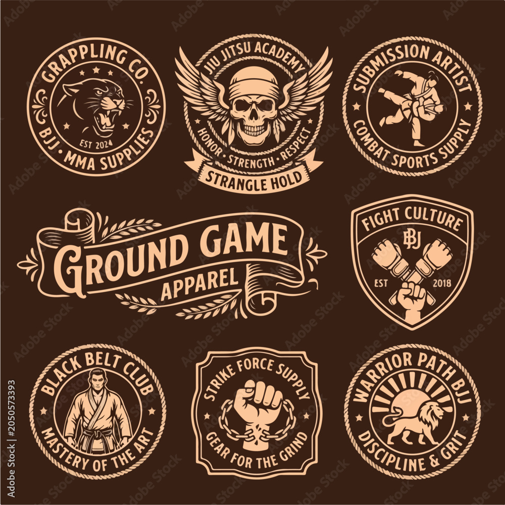 Fototapeta premium Jiu Jitsu MMA branding supply vector