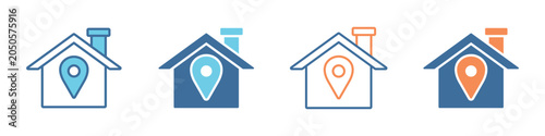 Fotografie Home Icon Set Multiple Style Collection