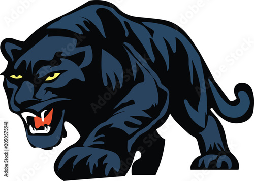 Black panther illustration stylized vector artwork with a white background