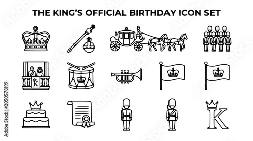 Tableau sur toile The King's Official Birthday Icon Set - Royalty and Celebration Graphics