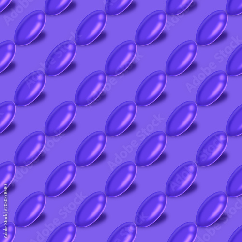 Realistic purple pills or candies repeating pattern wallpaper. Template for Pattern, textile, Gift wrapping paper, and etc.