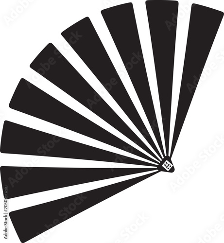 Traditional Chinese Folding Fan Silhouette with Panda Pivot Icon Vector Graphic