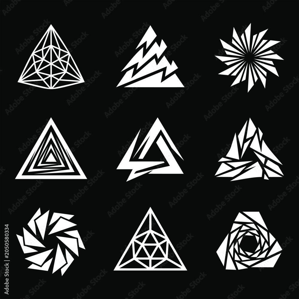 Obraz premium Abstract geometric vector logo set with sharp triangular designs