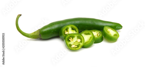 Tableau sur toile A pile of finely chopped chilli peppers on a white background