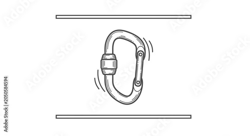 Hand Drawn Sketch of a Locking Carabiner Clip Swinging