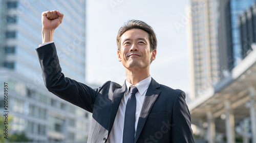 Victory Pose: A confident b...