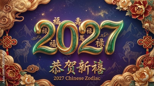 A luxurious Chinese Zodiac New Year greeting for the year 2027