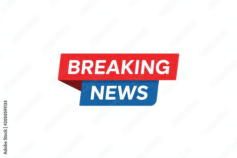 Obraz premium Breaking news banner sign isolated on white background