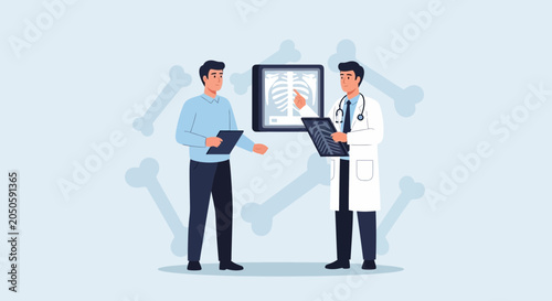 Doctor Consulting Patient About X-ray Scan, Medical Consultation, Healthcare Diagnosis, Bone Health, Radiology