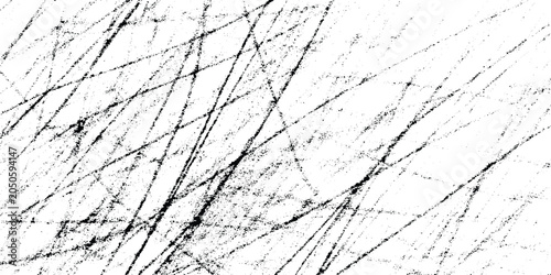 Quadro su tela Grunge texture background with black scratches and scuffs on white vector illust