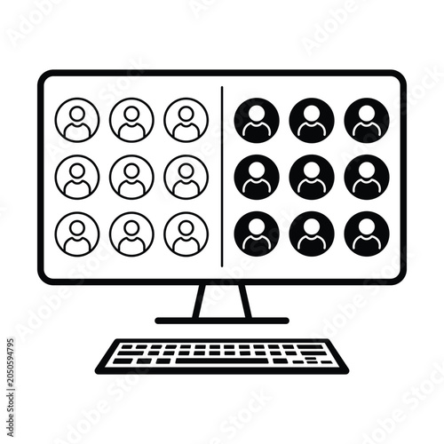 remote work line icon business vector illustrator design.