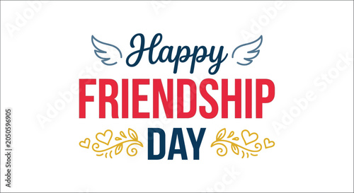 Tableau sur toile Friendship day lettering with flourishes and hearts vector illustration