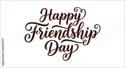 Bilde på lerret Friendship day lettering with flourished script brown on white background