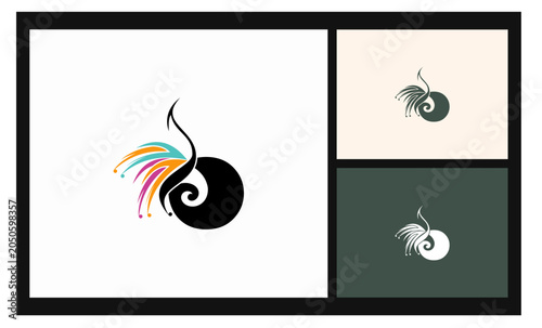 peacock symbol stockvector letter O logo