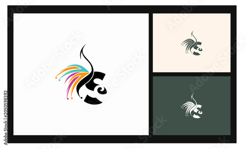 peacock symbol stockvector letter S logo