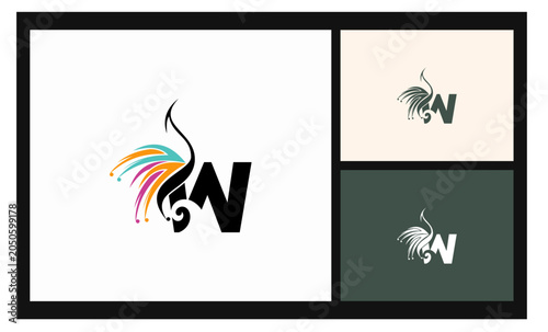 peacock symbol stockvector letter W logo