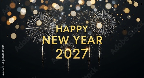 Golden New Year Fireworks Neon Sparkles